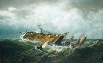 ナンタケット島沖の難破船ボート海景ウィリアム・ブラッドフォード Oil Paintings